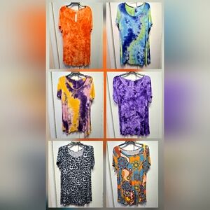 (SOLD)CLOSET SALE! Lot 6 PRETTY COLORS Tunic Tops 2X Worn Once ONLY$60 Take All!